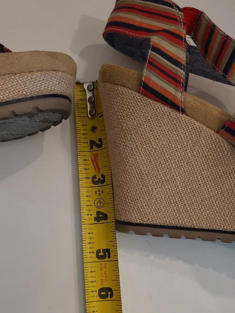 Dr. Scholl's Striped Multicolor Espadrille Wedge Sandals Strappy Striped Print